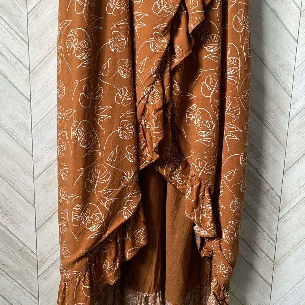 Orange Asymmetrical Ruffled Sundress - Picture 3 of 9